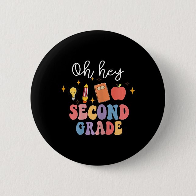 Hej, andra Klass Roligt Back to school Knapp (Framsida)