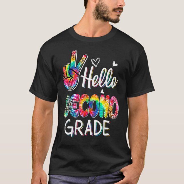 Hej Andra Klass-tie Dye Leopard-grafik tillbaka ti T Shirt (Framsida)