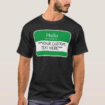 Hej... ***ANPASSAD TEXT*** Namn Tag T-Shirt