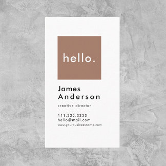 Hej Anpassningsbar Simple Modern Generic Mocha Visitkort