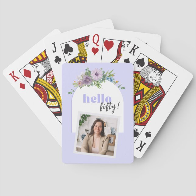 Hej (Anpassningsbarna) - Lila Blommigtar 50:e Casinokort (Baksidan)