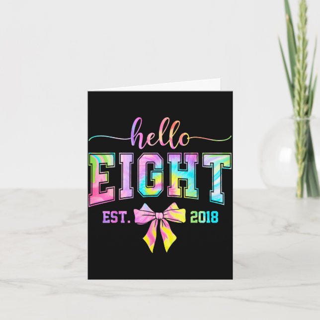 Hej åtta est 2018 8-års födelsedag coquette 8 år kort (Framsida)