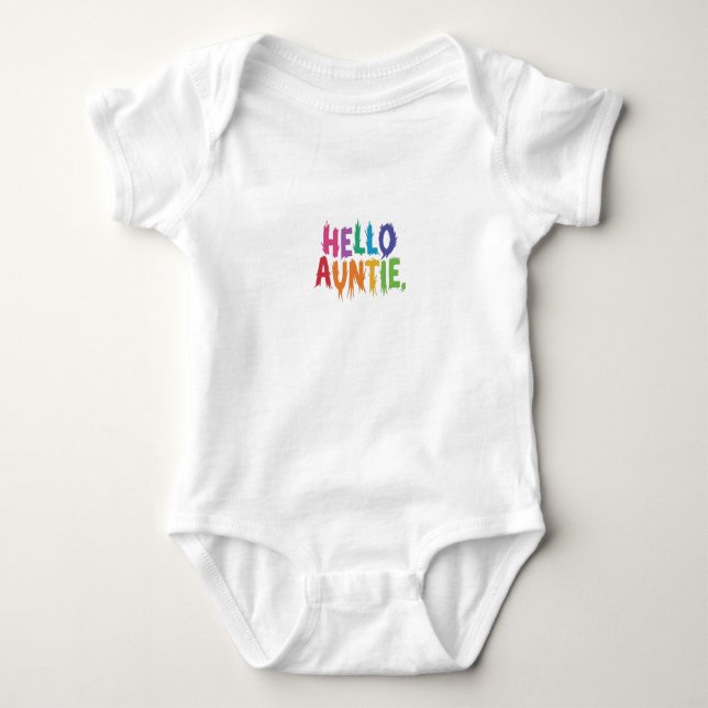 Hej Auntie baby body kostym design T Shirt (Framsida)