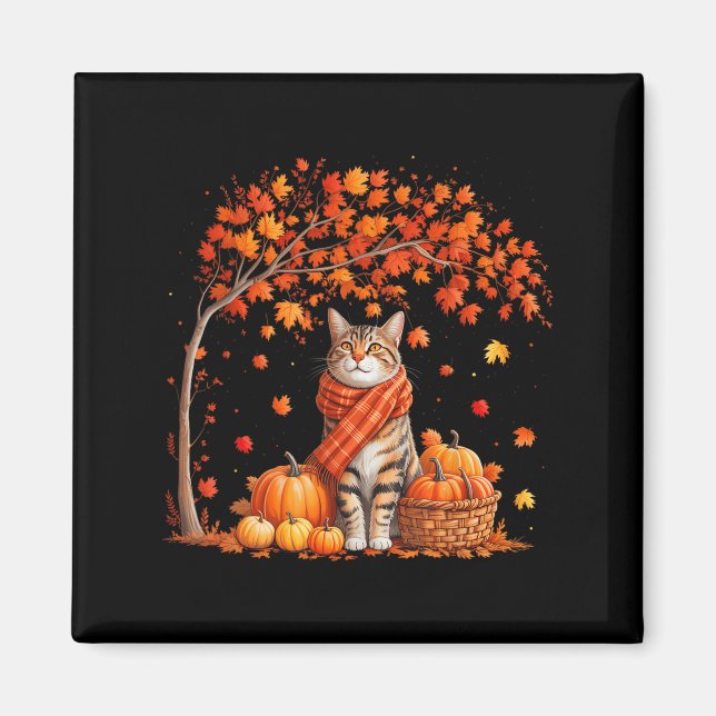 Hej Autumn Cat Fall Löv Kitten Älskare Thanksgivi Magnet (Framsidan)