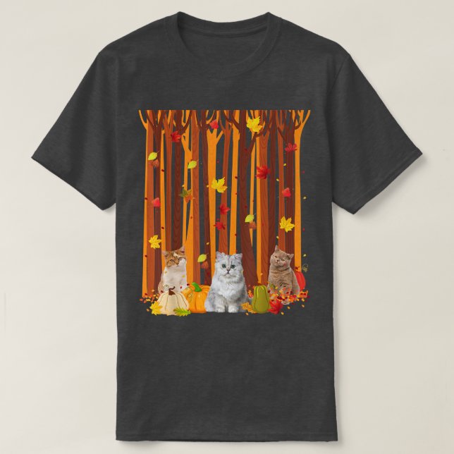 Hej Autumn Cat Maple Löv Fall Pumpkin Manar Wome T Shirt (Design framsida)