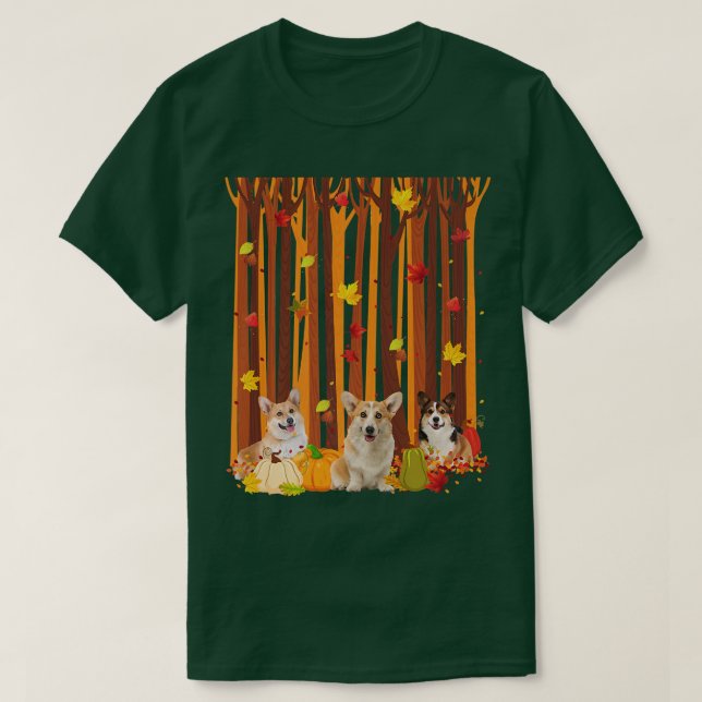 Hej Autumn Corgi Maple Löv Fall Pumpkin Manar Wo T Shirt (Design framsida)