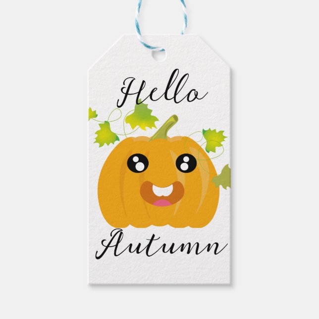 Hej Autumn - Cute Pumpkin Presentetikett (Framsidan)