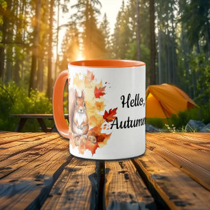 Hej Autumn Cute Squirrel och Baby Fox Mugg