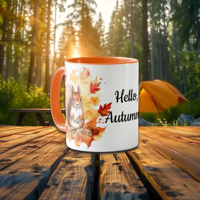 Hej Autumn Cute Squirrel och Baby Fox Mugg (Skapare uppladdad)