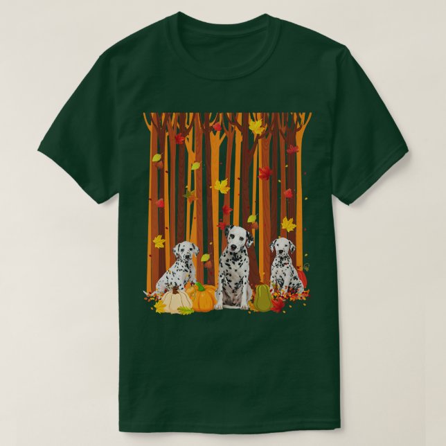 Hej Autumn Dalmatian Maple Löv Fall Pumpkin Manar T Shirt (Design framsida)