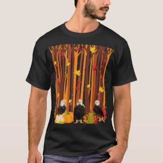 Hej Autumn Eagle Maple Löv Fall Pumpkin Manar Wo T Shirt