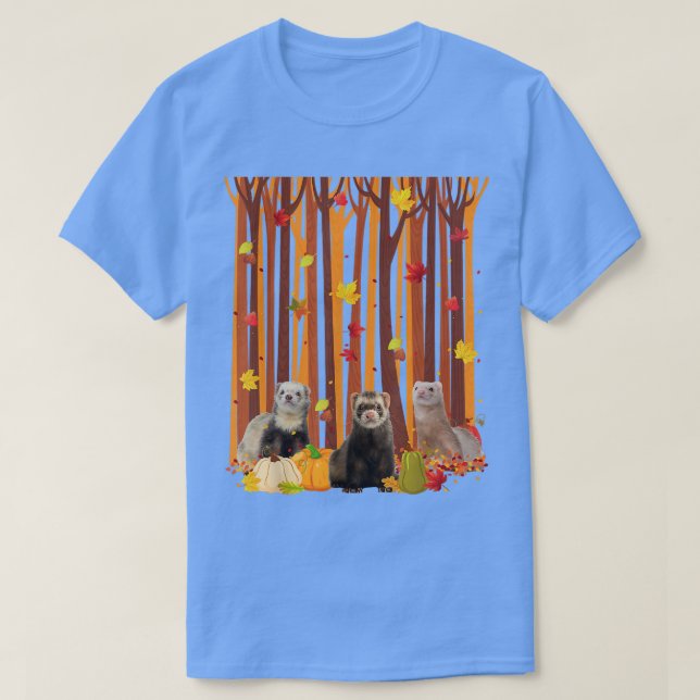 Hej Autumn Ferret Maple Löv Fall Pumpkin Manar W T Shirt (Design framsida)