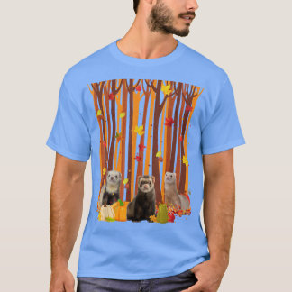 Hej Autumn Ferret Maple Löv Fall Pumpkin Manar W T Shirt