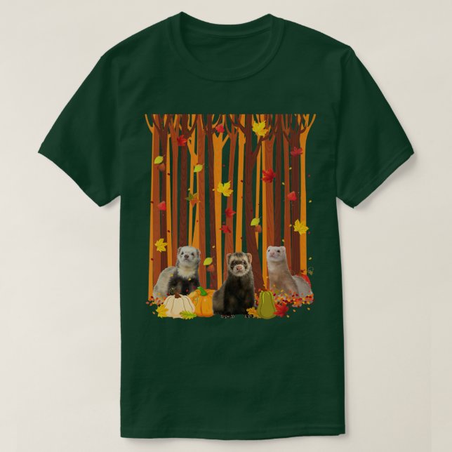 Hej Autumn Ferret Maple Löv Fall Pumpkin Manar W T Shirt (Design framsida)