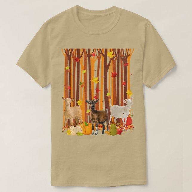 Hej Autumn Goat Maple Löv Fall Pumpkin Manar Wom T Shirt (Design framsida)