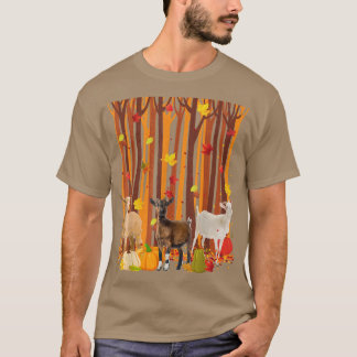Hej Autumn Goat Maple Löv Fall Pumpkin Manar Wom T Shirt