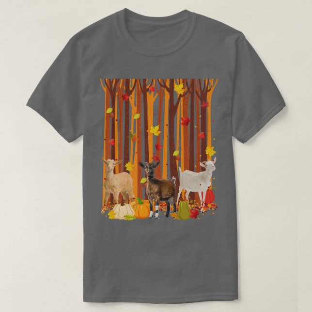 Hej Autumn Goat Maple Löv Fall Pumpkin Manar Wom T Shirt (Design framsida)