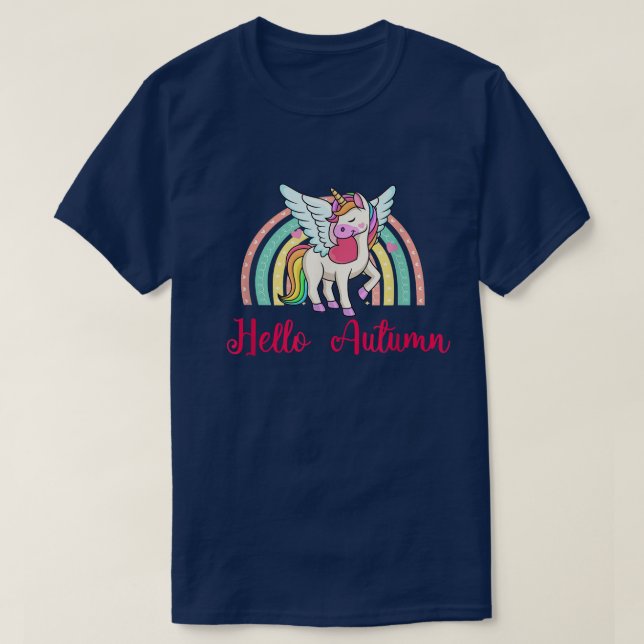 Hej Autumn gullenmajsregnbåge mönster T Shirt (Design framsida)