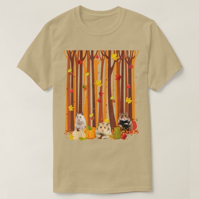 Hej Autumn Hamster Maple Löv Fall Pumpkin Manar T Shirt (Design framsida)