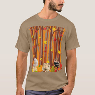 Hej Autumn Hamster Maple Löv Fall Pumpkin Manar T Shirt