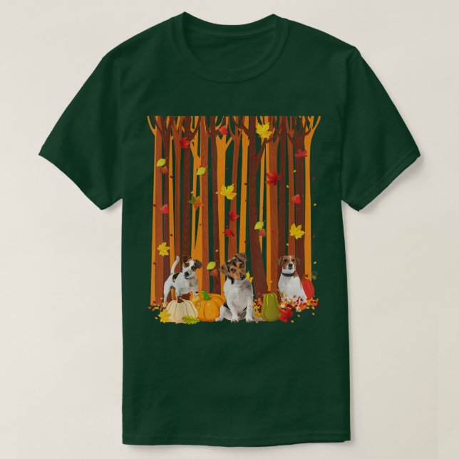Hej Autumn Jack Russell Maple Löv Fall Pumpkin T Shirt (Design framsida)