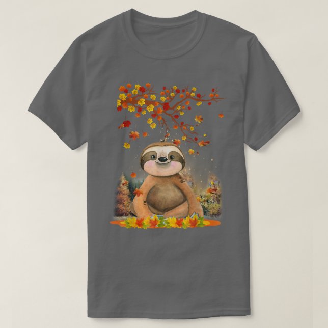 Hej Autumn Maple Sloth Löv Fall Cute Sloths Lov. T Shirt (Design framsida)