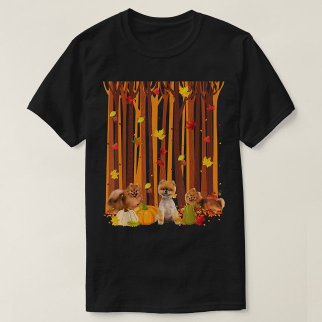 Hej Autumn Pommern Maple Löv Fall Pumpkin Me T Shirt (Design framsida)