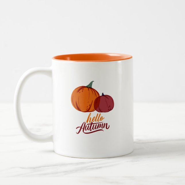 Hej Autumn Pumpkins Två-Tonad Mugg (Vänster)