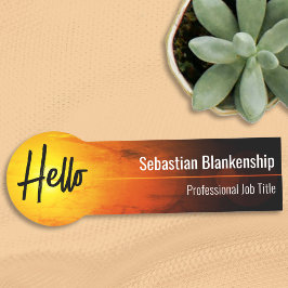 Hej av Bright Sunset Artwork Professionell Script Namnbricka