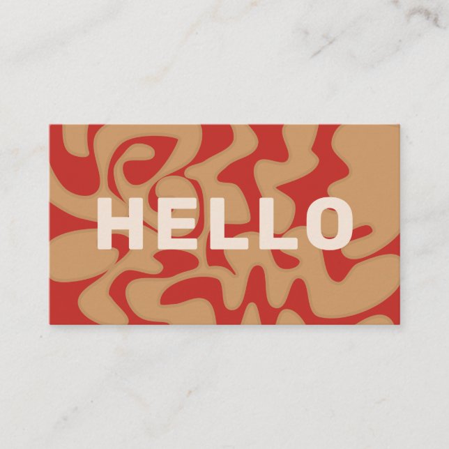 Hej av fet stil Retro Groovy Rust Brown-kaffe Visitkort (Framsida)
