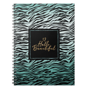 Hej av Mint Black Zebra tryck är vacker Anteckningsbok