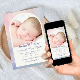 Hej Baby Arch Photo Collage Girls Birth Meddelande