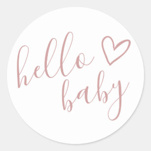 Hej Baby Baby Shower Flick Dustrosa Söt Hjärtan Runt Klistermärke