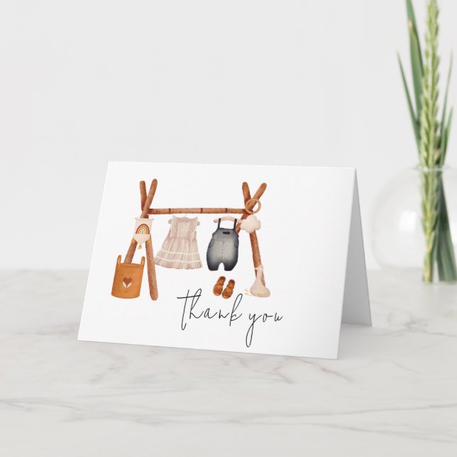 Hej Baby | Babyskor för Cute Boho-kläder Tack Kort (Framsida)