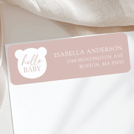 Hej Baby Bear Baby Shower Adress Returadress Etikett