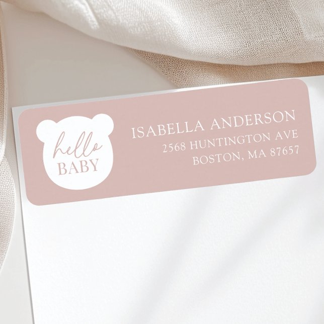Hej Baby Bear Baby Shower Adress Returadress Etikett (Skapare uppladdad)