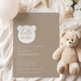 Hej Baby Bear Baby Shower Inbjudningar