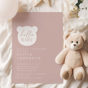 Hej Baby Bear Baby Shower Inbjudningar