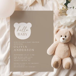 Hej Baby Bear Baby Shower Inbjudningar