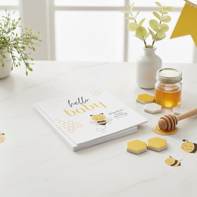 Hej Baby Bee: Söta babyskor Pappersservett (Hello Baby Bee: Sweet Baby Shower Napkins)