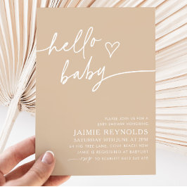 Hej Baby Beige Baby Shower-inbjudan Inbjudningar