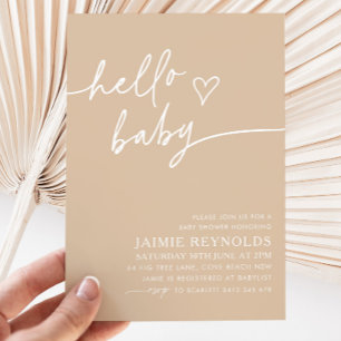 Hej Baby Beige Baby Shower-inbjudan Inbjudningar
