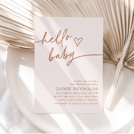 Hej Baby Beige Neutralt Baby Shower-inbjudan till  Inbjudningar