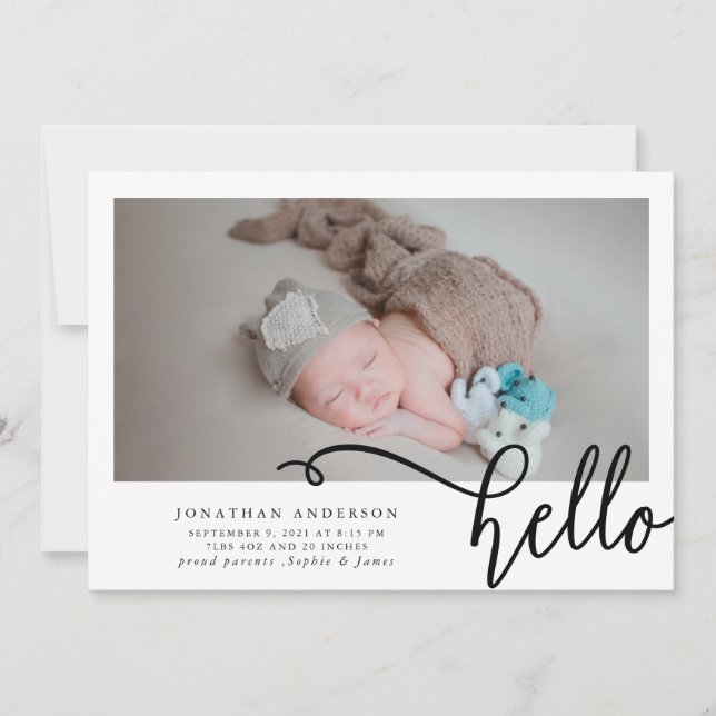 Hej Baby Birth Photo Collage Notice Meddelande (Framsida)
