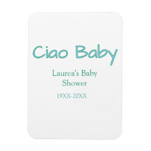 hej baby blå grön pastell baby shower namn datum  magnet
