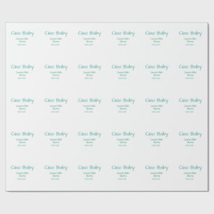 hej baby blå grön pastell baby shower namn datum presentpapper