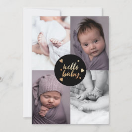 Hej Baby Black Guld Photo Collage Birth Meddelande