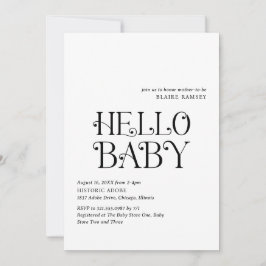 Hej Baby Black White Modern Baby Shower Inbjudningar