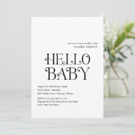 Hej Baby Black White Modern Baby Shower Inbjudningar