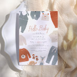 Hej Baby | Blue Boho Clothes Boy Shower Inbjudningar<br><div class="desc">En söt, modern babyduschinbjudan med "Hej Baby" i terracotta-skriptbokstäver och dina duschdetaljer i enkel typografi. Genom att dekorera kant i detta mönster finns det boho-barnkläder i ett neutralt-pastellblått, grädde och färg av rost orange. Kläderna omfattar overaller, en romper, byxor, en beanie, baby, en skjorta och en tröja. Det finns också...</div>
